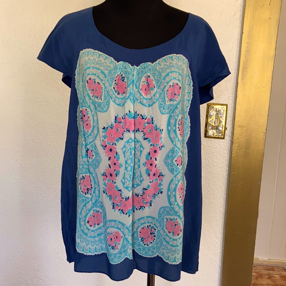 Anthropologie silk floral top